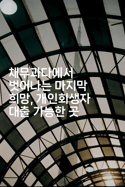 채무과다에서 벗어나는 마지막 희망, 개인회생자 대출 가능한 곳-건강플러스